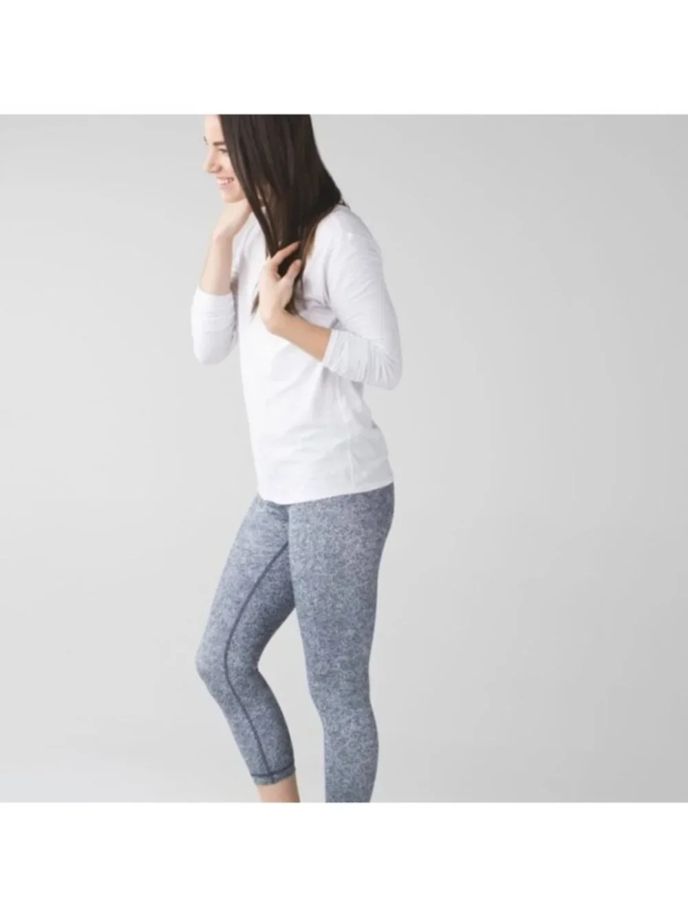 Lululemon Wunder Under Crop III Rio Mist White Black